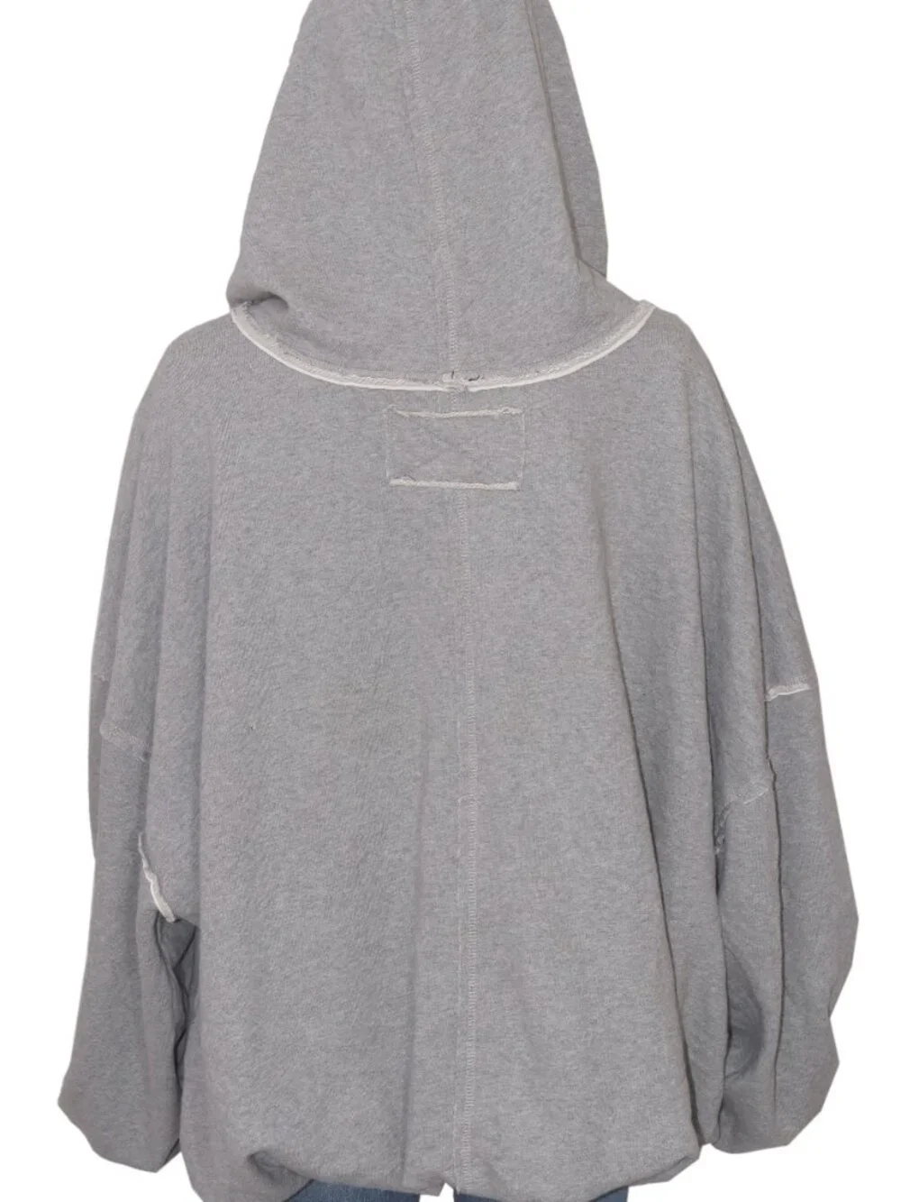 Free People Bubble Up Hoodie Dropped Shoulder Long Sleeve Grey Pullover Top XL